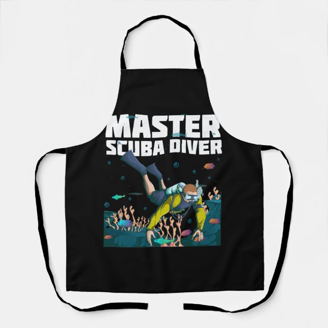 Diving Master Scuba Diver Down Dive Adventure Ocea Apron (Front)