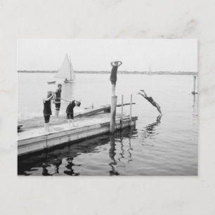 Diving Off The Pier, 1904 Postcard