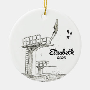 Diving Ornament, Platform Diver Gifts Christmas Ceramic Ornament