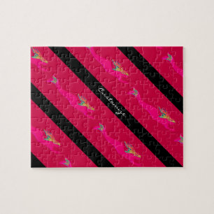 Diving pink mermaids red/black jigsaw puzzle