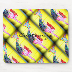 diving pink mermaids yellow mouse pad