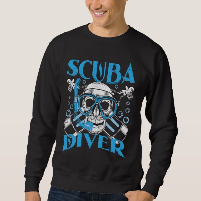 Diving Scuba Diver in Deep Sea and Sea Sweatshirt (Front)