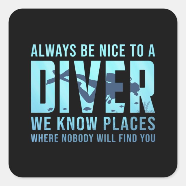 Diving Scuba Diving Diver Dive Funny Sea Gift Idea Square Sticker (Front)