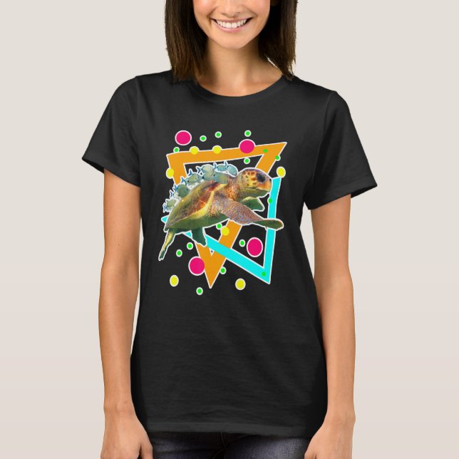 Diving Sea Cute Turtle Fish Scuba Diver Ocean T-Shirt (Front)