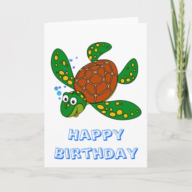 Diving Sea Turtle Birthday Card (Front)