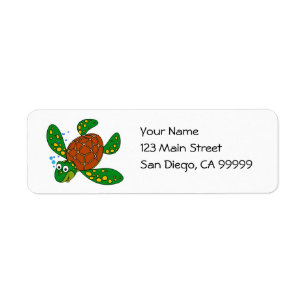 Diving Sea Turtle Return Address Label