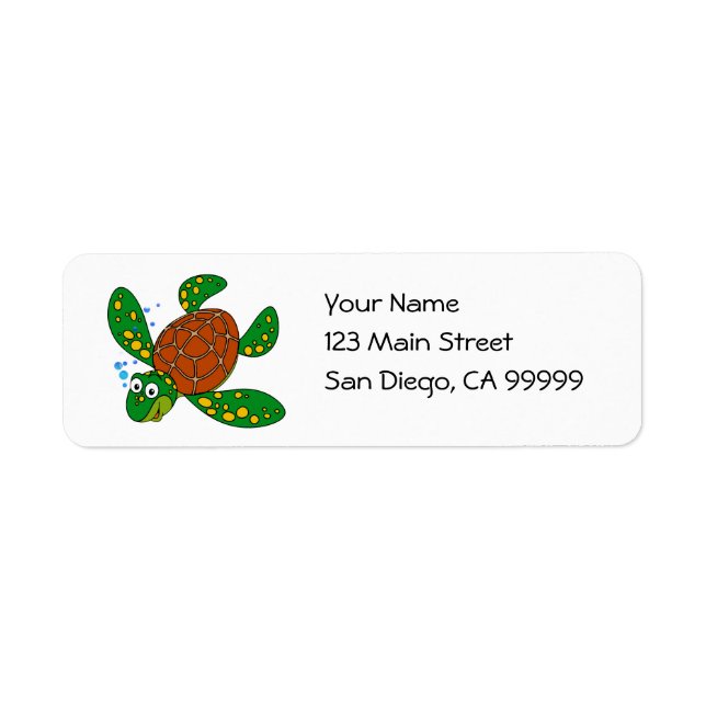 Diving Sea Turtle Return Address Label (Front)