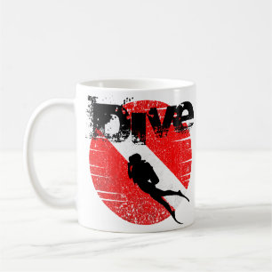 Diving sport, American Diver Down Flag SCUBA Coffee Mug