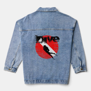 Diving sport, American Diver Down Flag SCUBA Denim Jacket