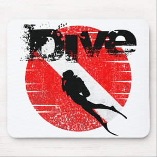 Diving sport, American Diver Down Flag SCUBA Mouse Pad