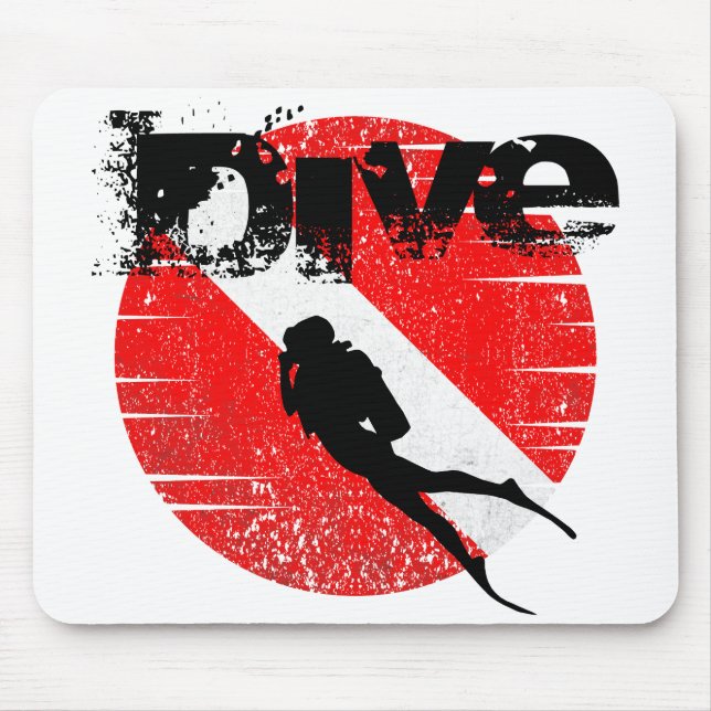 Diving sport, American Diver Down Flag SCUBA Mouse Pad (Front)