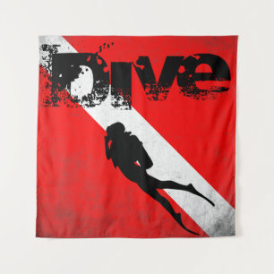 Diving sport, American Diver Down Flag SCUBA Tapestry