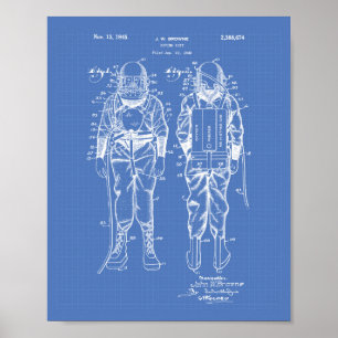 Diving Suit 1945 Patent Art Blueprint Poster