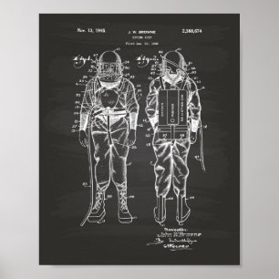 Diving Suit 1945 Patent Art Chalkboard Poster