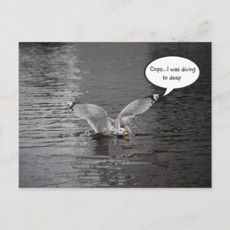 Diving to deep postcard