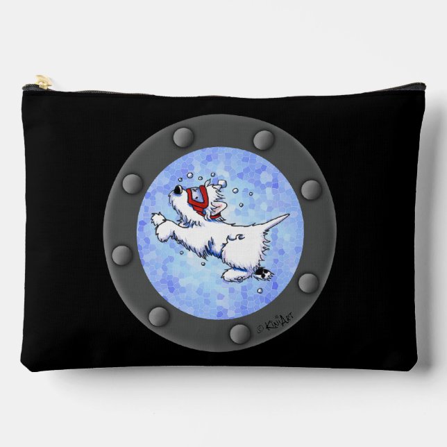 Diving Westie Porthole  Accessory Pouch (Front)