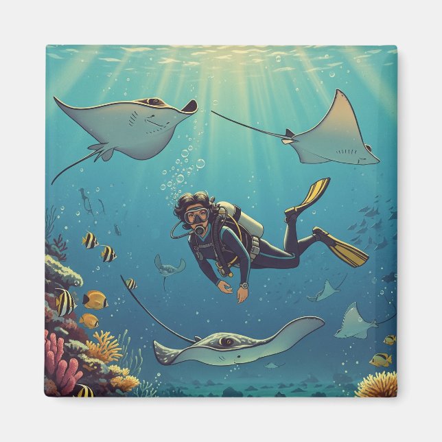 Diving with Stingrays Magnet (Front)