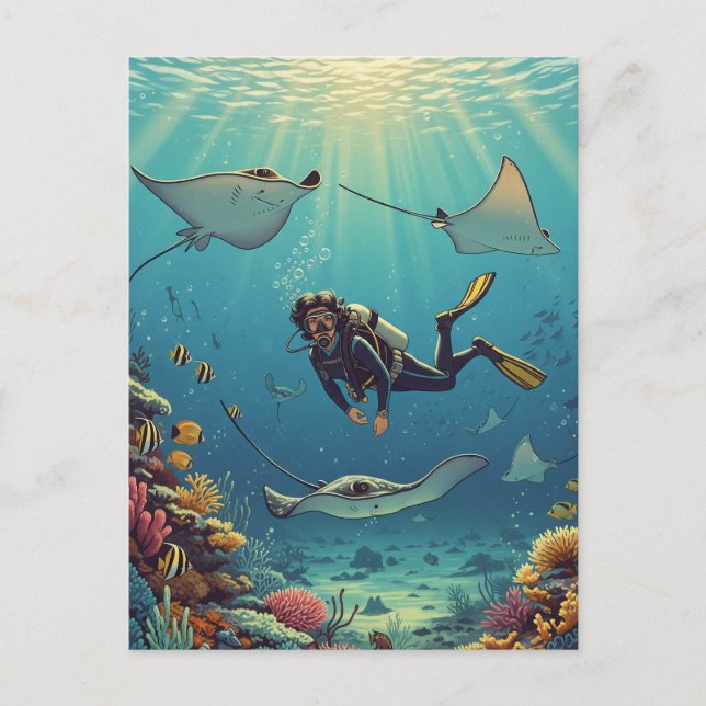 Diving with Stingrays Postcard (Front)
