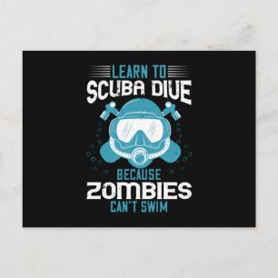 Diving - Zombies Can't Swim Learn Diving Postcard