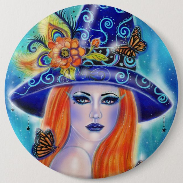 Divinia Colourful Halloween witch by Renee Lavoie  6 Cm Round Badge (Front)