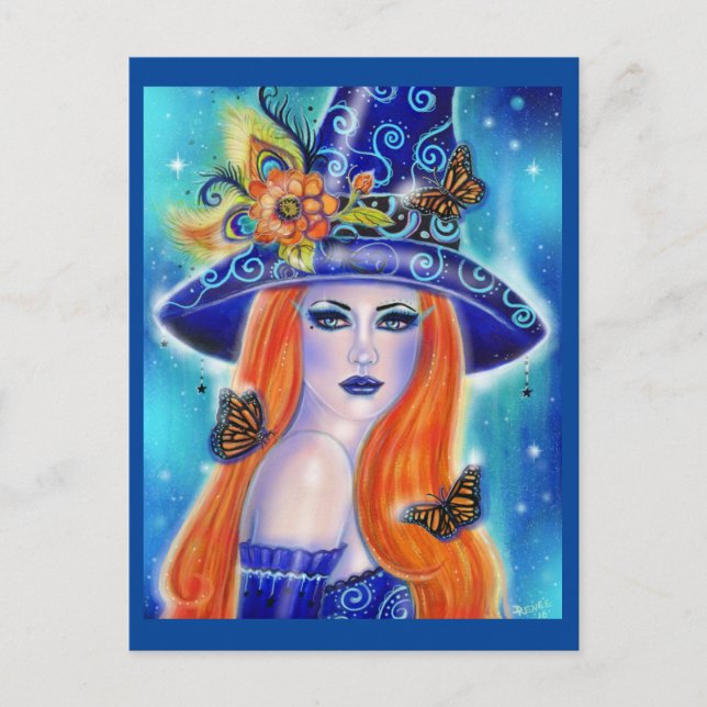 Divinia Colourful Halloween witch by Renee Lavoie  Postcard (Front)