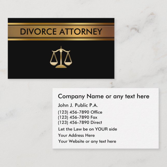 Divorce Attorney Business Cards (Front/Back)