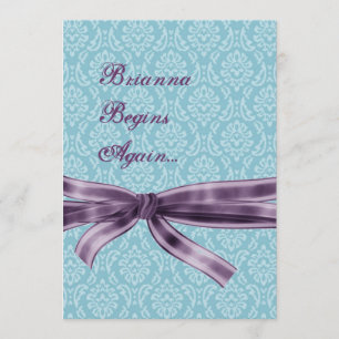 Divorce Celebration - Blue and Purple Damask Invitation