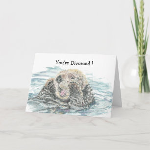 Divorce Congratulations Humour  Cute Excited Otter Card