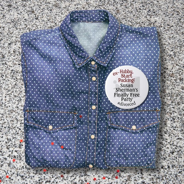 Divorce Party Celebration Ex Hubby Start Packing 7.5 Cm Round Badge (Divorce Party finally free "ex-Hubby, Start Packing!" button is a great party favor!)