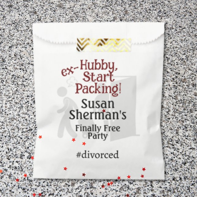 Divorce Party Celebration Ex Hubby Start Packing Favour Bag (Use this treat bag for goodies from her divorce party with the ex-Hubby Start Packing theme! )