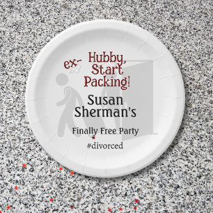 Divorce Party Celebration Ex Hubby Start Packing Paper Plate