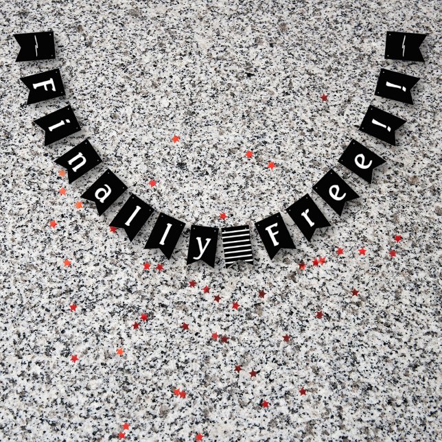Divorce Party Finally Free Celebration Black White Bunting (Divorce Party Finally Free! flags, part of the ex-Hubby Start Packing divorce themed divorce party.)