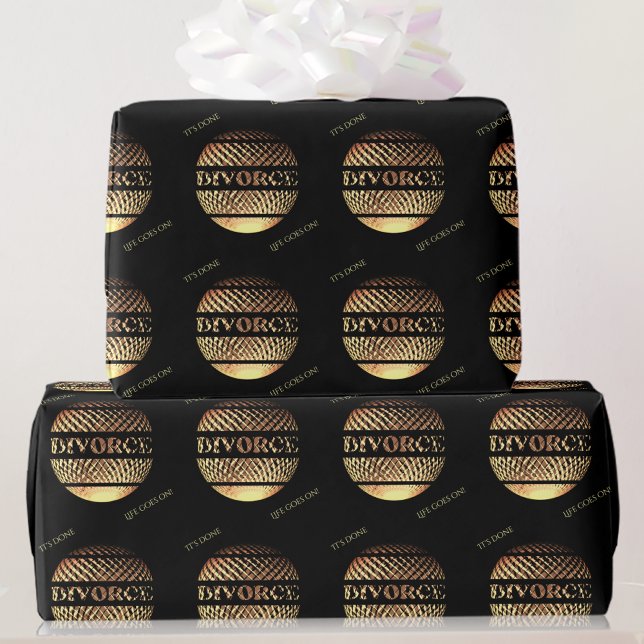 Divorce party gold black wrapping paper (Creator Uploaded)