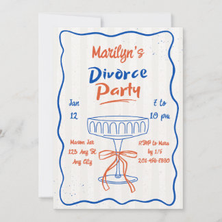 Divorce Party Invitation with Champagne Glass