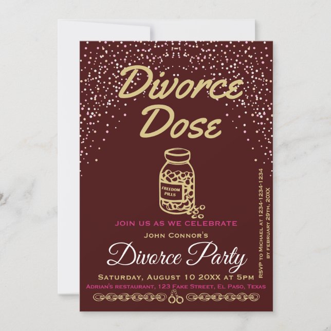 Divorce party invites: Divorce dose, Humourous. Invitation (Front)