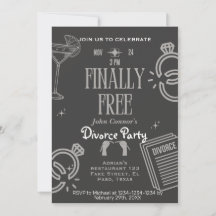 Divorce party invites: Finally Free, celebration