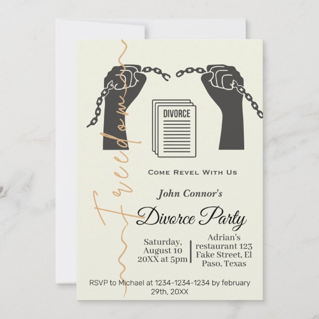 Divorce party invites: Freedom Invitation (Front)