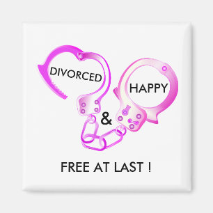 Divorced finally free pink open handcuff magnet