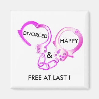 Divorced finally free pink open handcuff magnet