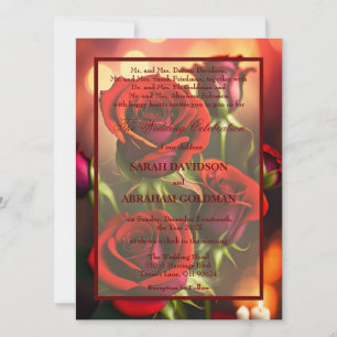 Divorced Parents Red Roses Wedding Invitations
