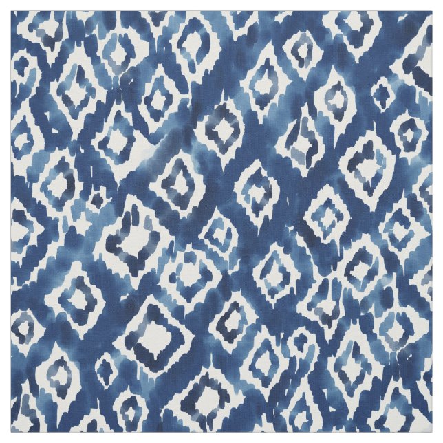 DIVVY UP DIAMONDS Geo Indigo Boho Ikat Fabric (Swatch)