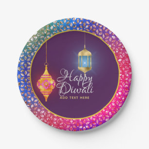 Diwali Bollywood Lanterns Sparkles Personalised Paper Plate