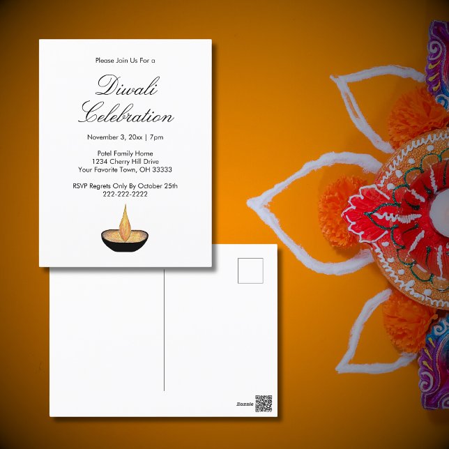 Diwali Celebration Diya Invitation Postcard (Creator Uploaded)