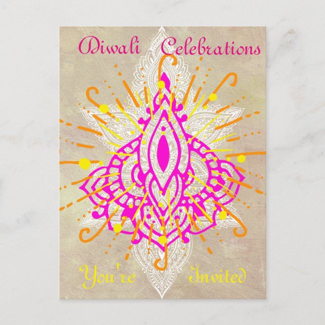 Diwali Celebration Invitation Postcard (Front)
