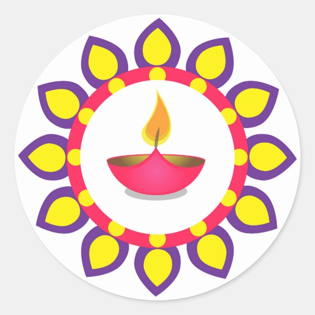 Diwali Classic Round Sticker Enevelope Seal (Front)