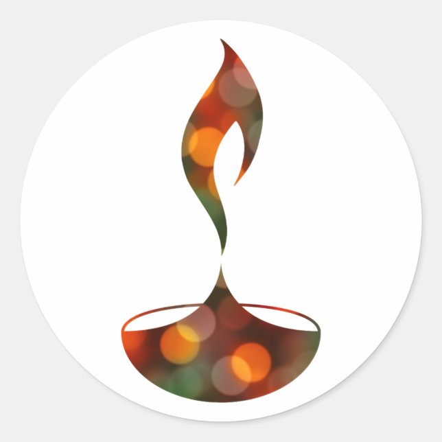 diwali diya bokeh candle classic round sticker (Front)