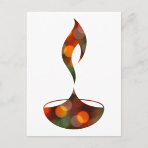 diwali diya bokeh candle postcard