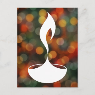 diwali diya bokeh lights postcard