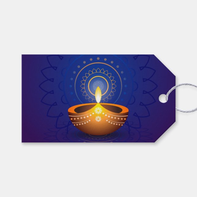 Diwali Diya Gift Tags (Front (Horizontal))