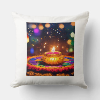 Diwali Diya Light Lamp Auspicious occasion  Cushion